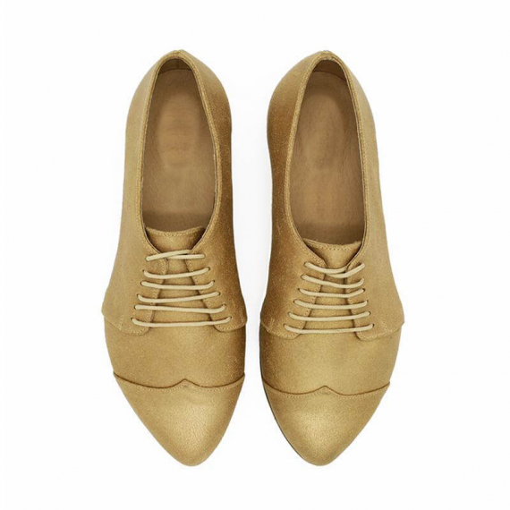 Gold leather oxfords, Polly Jean in gold