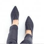 Pointy black handmade leather flats, Stella shoes