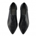 Pointy black handmade leather flats, Stella shoes