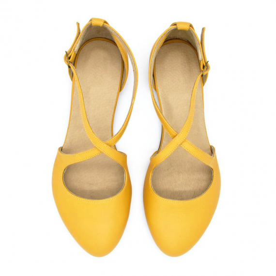 Camila yellow leather summer flats