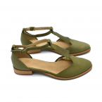 Fringe olive green leather Nora sandals