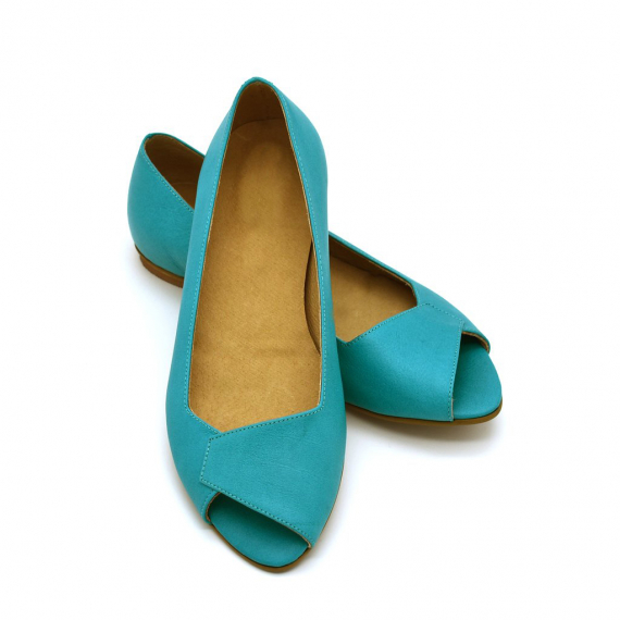 Mia peep toe flats in turquoise