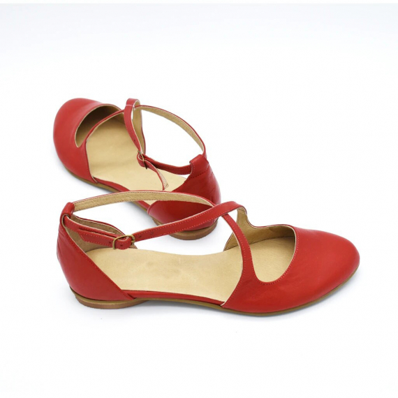 Camila red leather summer flats