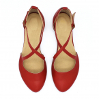 Camila red leather summer flats