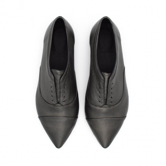 Pointed toe oxfords, Julie in dark silver