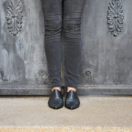 Pointed toe oxfords, Julie in dark silver