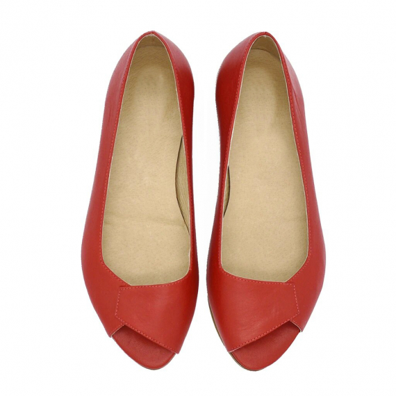 Mia peep toe flats in red