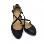 Camila black leather summer flats