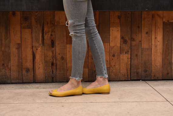 Mia peep toe flats in yellow