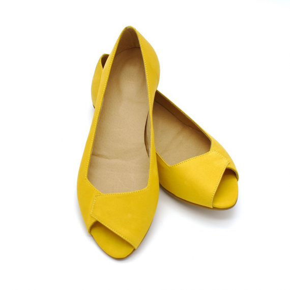 Mia peep toe flats in yellow