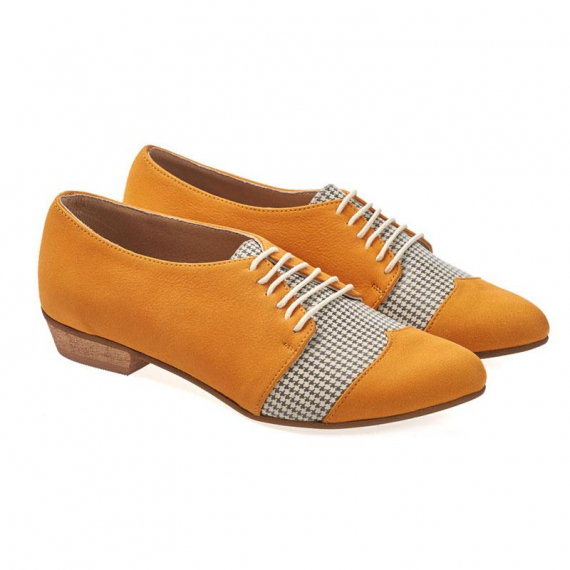 Polly Jean, Yellow, Pepita, oxford shoes