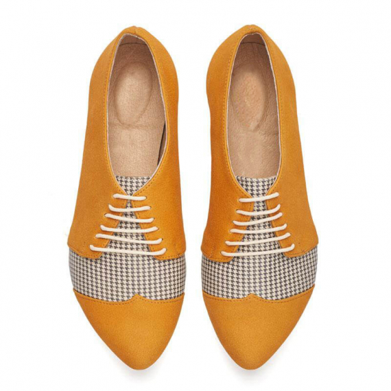 Polly Jean, Yellow, Pepita, oxford shoes