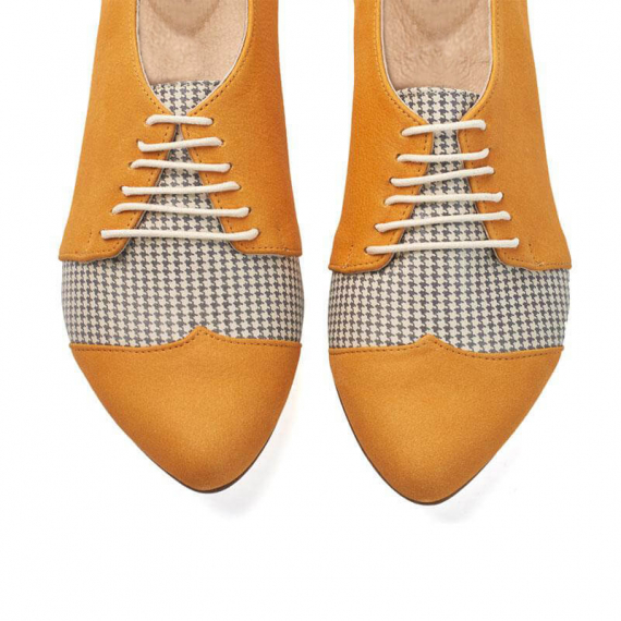 Polly Jean, Yellow, Pepita, oxford shoes