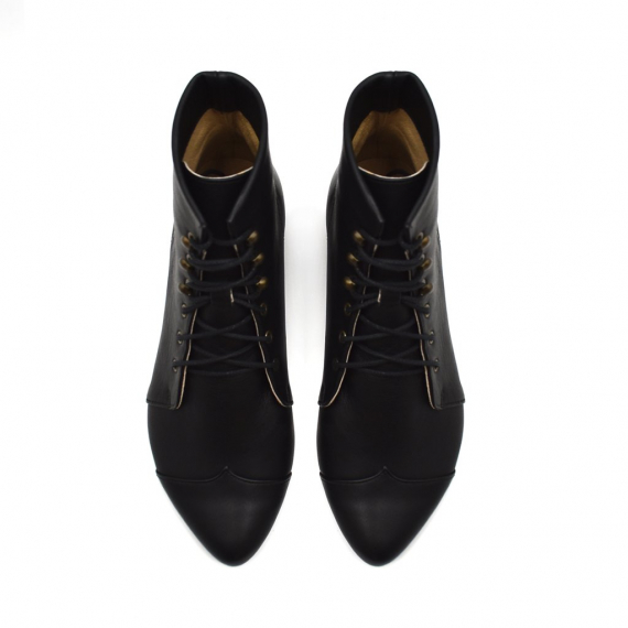 Black Leather lace up oxfords, Polly Jean