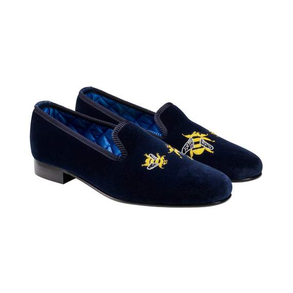 Bees Navy Velvet