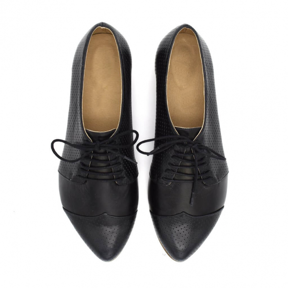 Polly Jean, Black Handmade leather oxford shoes