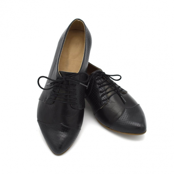 Polly Jean, Black Handmade leather oxford shoes