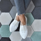 White textured oxford shoes, Polly jean