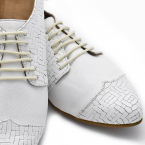 White textured oxford shoes, Polly jean